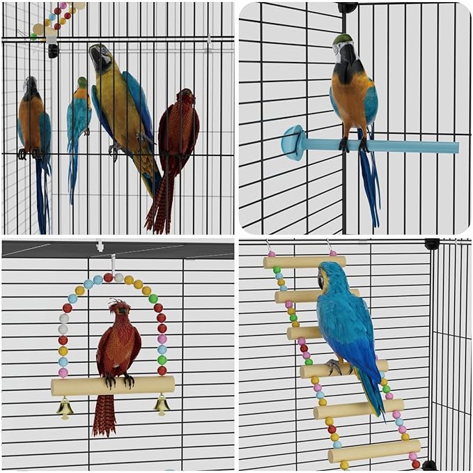 STILLCOVE Medium Flight Bird Cage, Black Parakeet Cages with Rolling Stand & Wheels, Wide Birdcage for Parrots Cockatiels Conure Budgie Canary Finch Lovebird