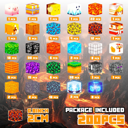 Lukoca Magnetic Building Blocks STEM Toy for Kids 3+ Toddler Educational Construction Gift for Boys & Girls (Inferno Forest Adventure-200pcs)
