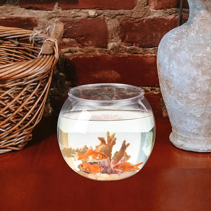 POPETPOP Unbreakable Transparent Fish Tank Globe 5.90X5.11X4.72 Inch Desktop Aquarium for Home Office Decor Unique Round Fish Bowl Flowerpot Alternative