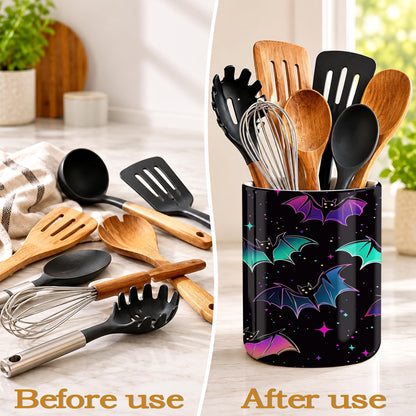 Axxitude Kitchen Utensil Holder,Magic Bat Large Ceramic Utensil Crock Organizer for Spatulas,Spoons and Cooking Tools,Kitchen,Home Decoration 6.3"