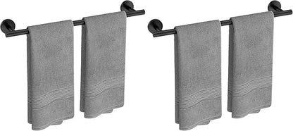 USHOWER Matte Black Towel Bar, 24-Inch Towel Rack for Bathroom Wall Mounted, Thicken SUS304 Stainless Steel Towel Rod Modern Home Decor (Total Length 26-Inch) (Pack of 2)