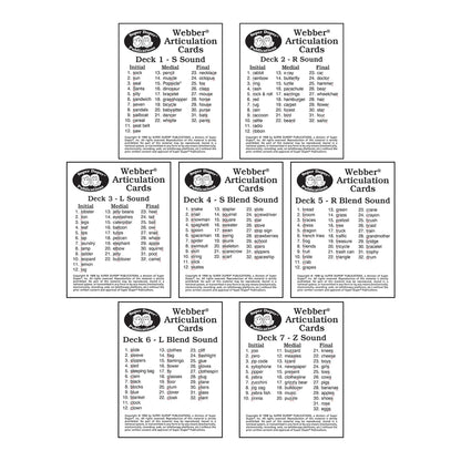 Super Duper Publications | Set of 7 Webber® Articulation Card Decks (Bundle Set 1) | Educational Learning Resource for Children | Flashcards for Speech Therapy