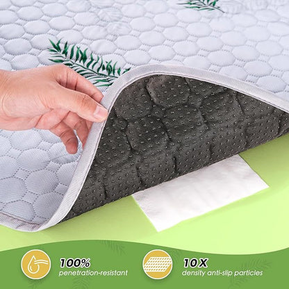 WanpeeGoo Washable Pee Pads for Dogs, 1Pack Reusable Puppy Pads, Super Absorbent & Leakproof Dog Pads, Anti-Slip Dog Pee Pads for Puppy Training & Incontinence, Leaf Pattern 63"x63"