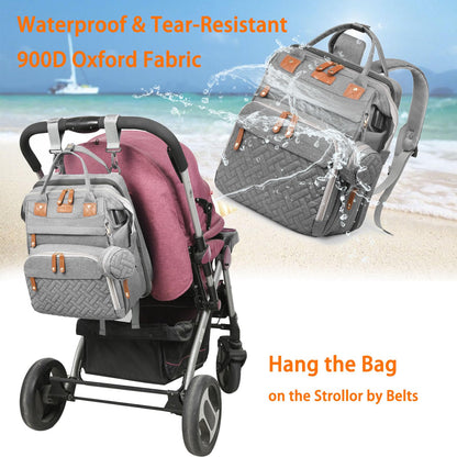 Astro alan Baby Diaper Bag with Changing Station, Waterproof Diaper Bag Backpack for Moms Dads with USB Charging Port, Baby Shower Gifts, Large Capacity diaper backpack, Grey