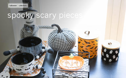 Boston International Halloween Ceramic Cannister with Lid, 5.75" x 5", Bats