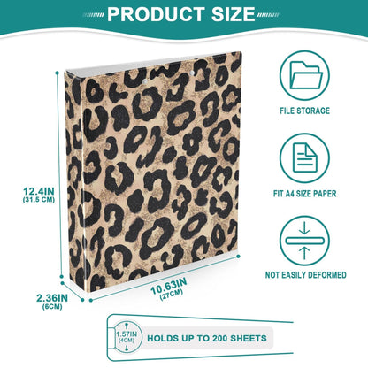 Leopard Round Ring Binders 1.5 Cheetah 3 Ring Clipboard Binder for Office School Work Supplies File Folder 200 Sheet Capacity Easy Open
