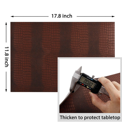 Faux Leather Placemats, PU Table Mats, Waterproof, Stain Resistant, Heat Resistant, Non-Slip Easy to Clean for Kitchen Dining Table, Conference Table, Brown