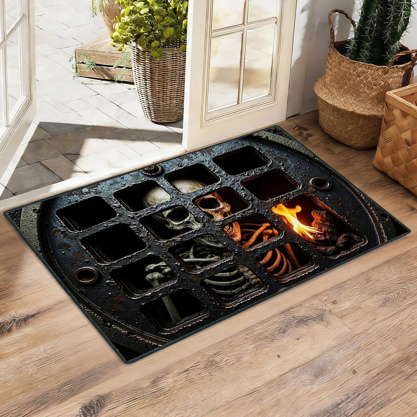 Halloween Skeleton Area Rug 2x3 Entryway Rug,Cheerful Door Mat for Kitchen,Sunroom,Front Door -Washable Non-Slip Rubber Backing - Halloween Decoration Indoors Outdoors