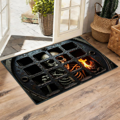 Halloween Skeleton Area Rug 2x3 Entryway Rug,Cheerful Door Mat for Kitchen,Sunroom,Front Door -Washable Non-Slip Rubber Backing - Halloween Decoration Indoors Outdoors