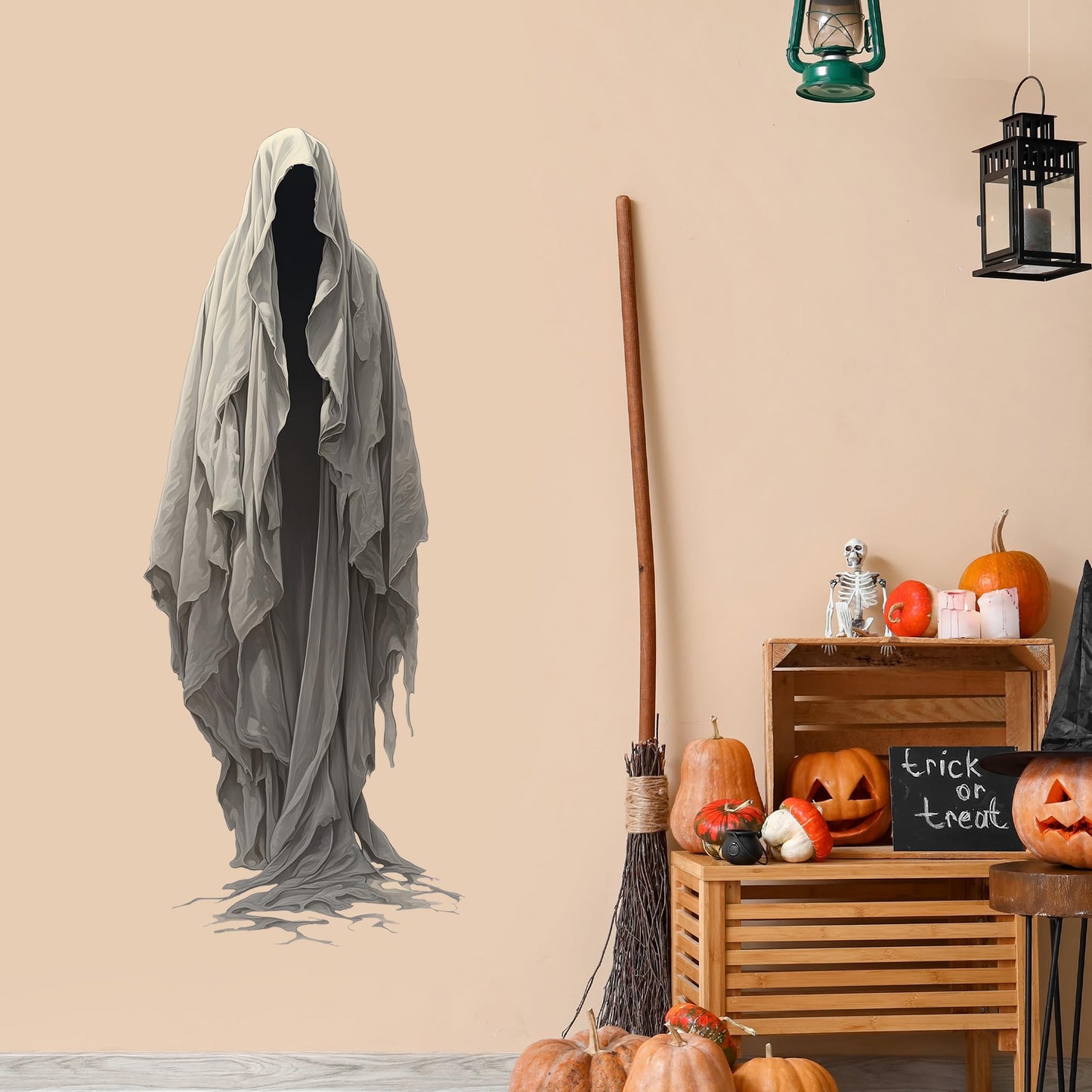 Halloween Wall Decals,Peel And Stick Halloween Theme Decor Stickers,Removable Vinyl Spooky Scary Face Wall Sticker For Holiday Party Decor. (Ghoul - Creepy Human Monster Wall Decal)