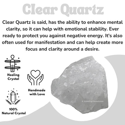 Amazing Gemstone Clear Quartz Raw Crystals and Healing Stones, Natural Rocks for Tumbling - DIY Raw Stones and Crystals, 2 Pieces