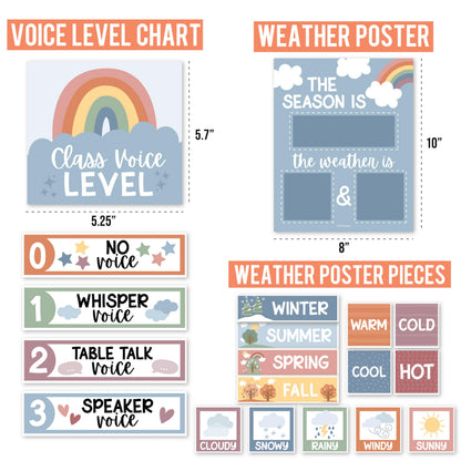 Hadley Designs Classroom Calendar Set Bulletin Board Decorations - Boho School Calendar for Classroom Decor, Kindergarten Preschool Elementary Teacher Must Haves, Homeschool & Daycare Essentials