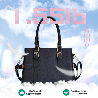 Tigpoy Black Purses for Women, Purses and Handbags Set Fashion Leather Shoulder Tote Work Bag for Women Ladies Top Handle Satchel 2PCS (Black)