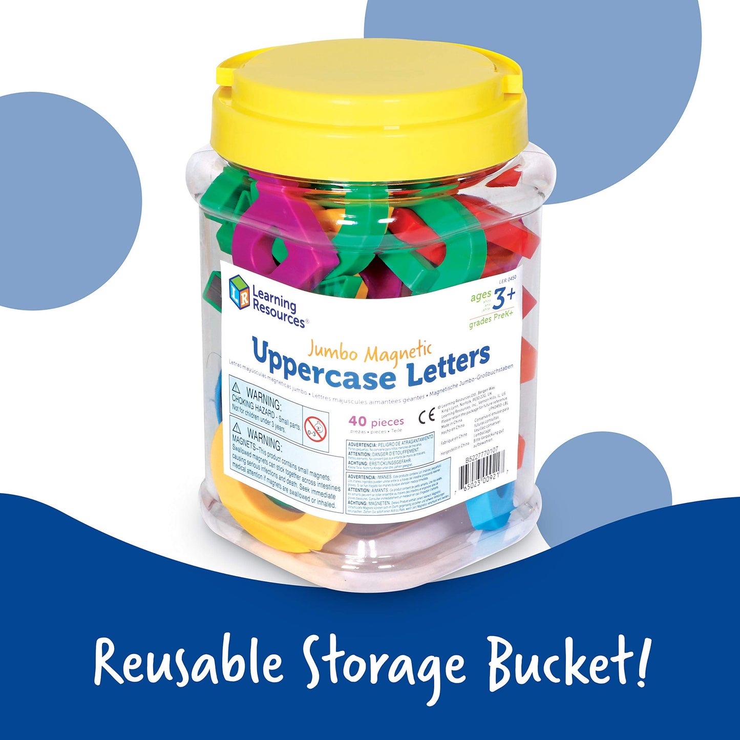 Learning Resources Jumbo Magnetic Uppercase Letters - Magnetic ABC, Alphabet Recognition for Preschoolers, Phonics and Spelling, Classroom, Teach Toddler Reading, Educational Toy, Gifts for Kids