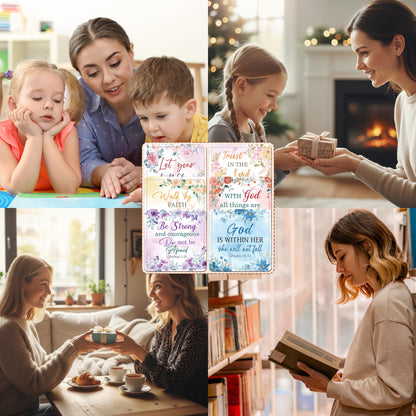 Celavoy Christian Leather Bookmark Gifts - 6 Pcs Bible Verse Cross Corner Bookmarks for Women Book Lover Religious Flower Page Markers Reading Accessories Bookish Gift for Birthday Christmas Church
