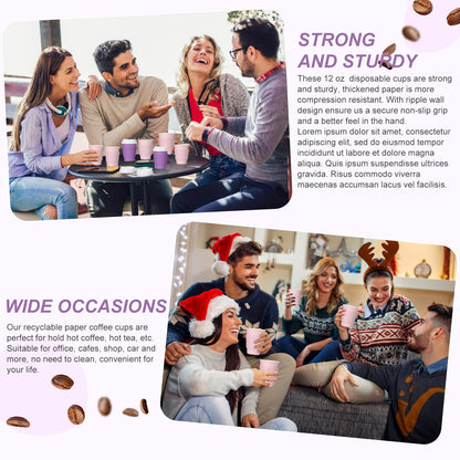 Patelai 48 Pcs 12 oz Disposable Coffee Cups with Lids and Sleeves Bulk, Insulated Hot Chocolate Paper Cup for Hot and Cold Beverage Water Juice Cocoa Tea Party Restaurants Travel Supplies (Purple)