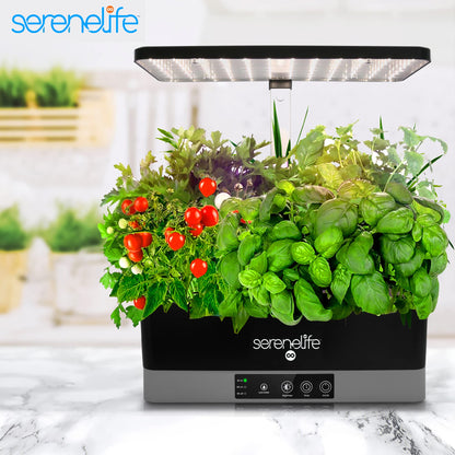 SereneLife Smart Indoor Garden - Hydroponic Herb Garden with 4000K Grow Lights Panel, Control Panel Settings, Water Stick, No Soil, Mess-Free, Height Adjustable, Grows Up to 6 Plants