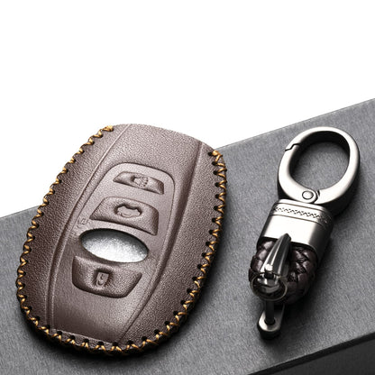 Vitodeco Leather Smart Key Fob Case Cover Compatible with Subaru Forester, Impreza, Outback, WRX, BRZ, XV Crosstrek, Ascent, Solterra (2014 - 2026 Models) - 4 Buttons, Brown