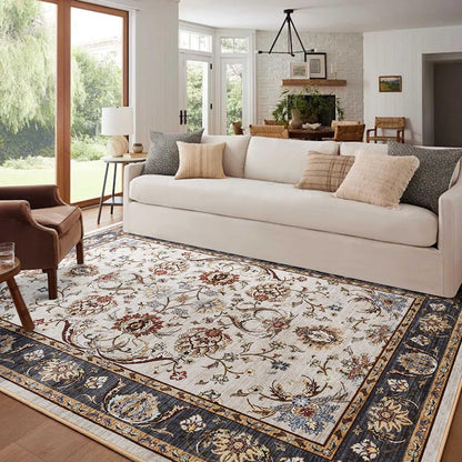 4x6 Ft Washable Area Rug for Bedroom, Non Slip Rugs for Living Room Ultra-Thin Accent Indoor Floor Carpet for Nursery Playroom Home Decor (Beige Yellow)