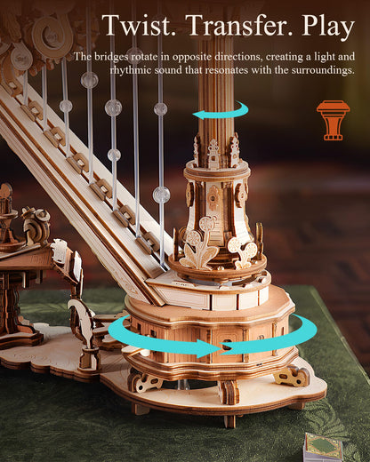 ROKR 3D Wooden Puzzles for Adults - Magic Harp Music Box, Mechanical Model Kit Self-Playing Musical Instrument, DIY Craft Kits, Home Decor & Birthday Gifts, Hobbies for Men Women