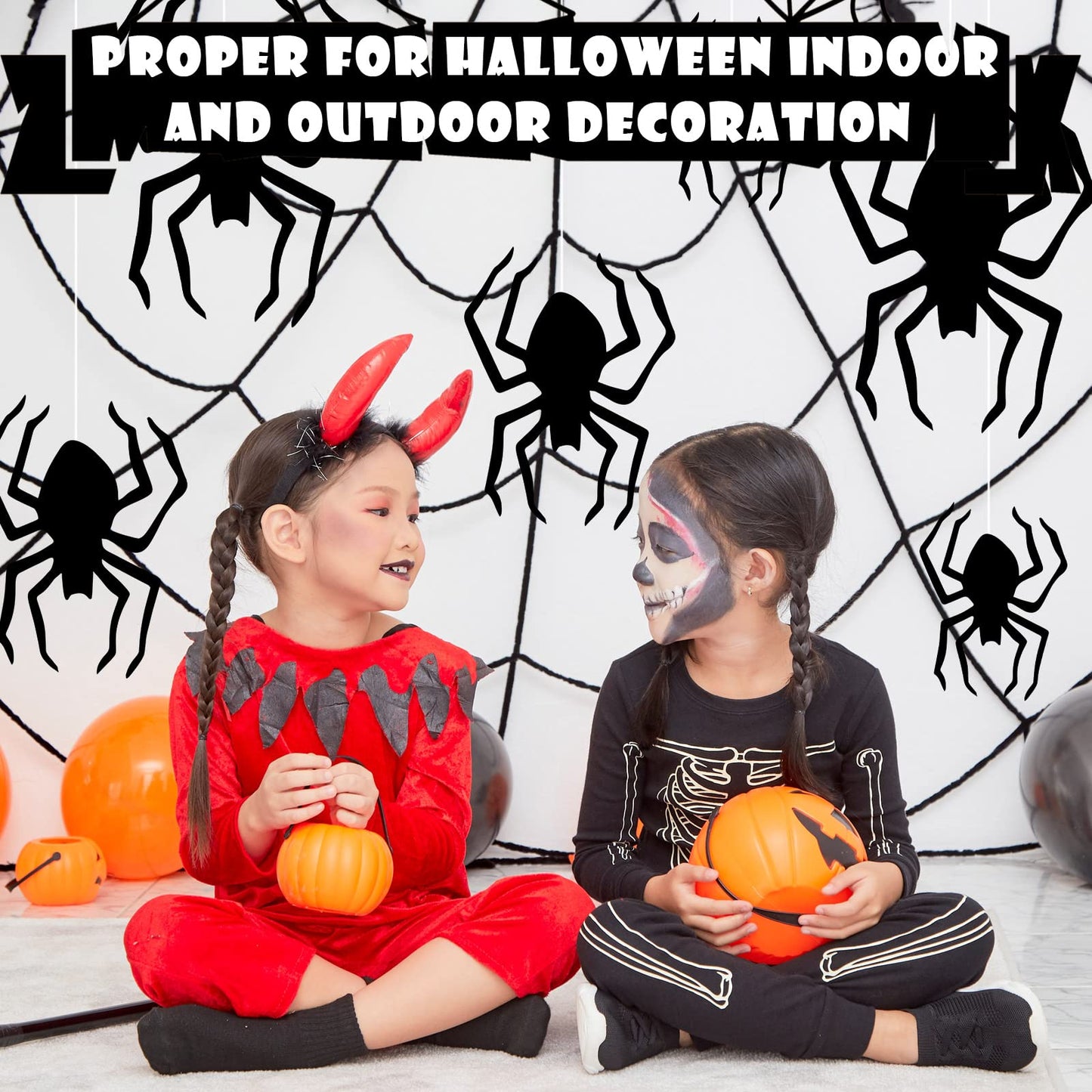 Ferraycle 18 Pcs Halloween Spider Decorations Scary Spider Ornaments Halloween Creepy Hanging Decor Outside Large Decoration for Wall Yard Garden House Decor