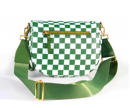 Spacious Checkered Nylon Crossbody Bag Bum Bag Checkered Handbags Wallets for Women