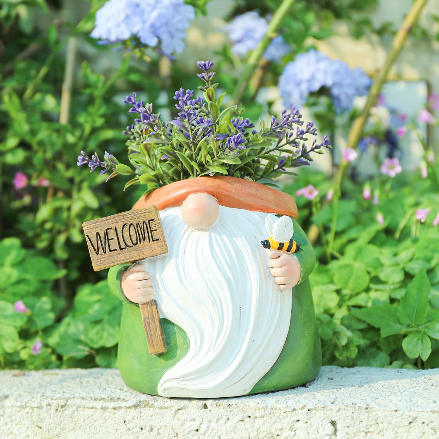 Chonsun Cute Plant Pots Small Gnome Flower Pots 4" Succulent Pot with Drainage Resin Garden Pot Planter for Indoor Outdoor