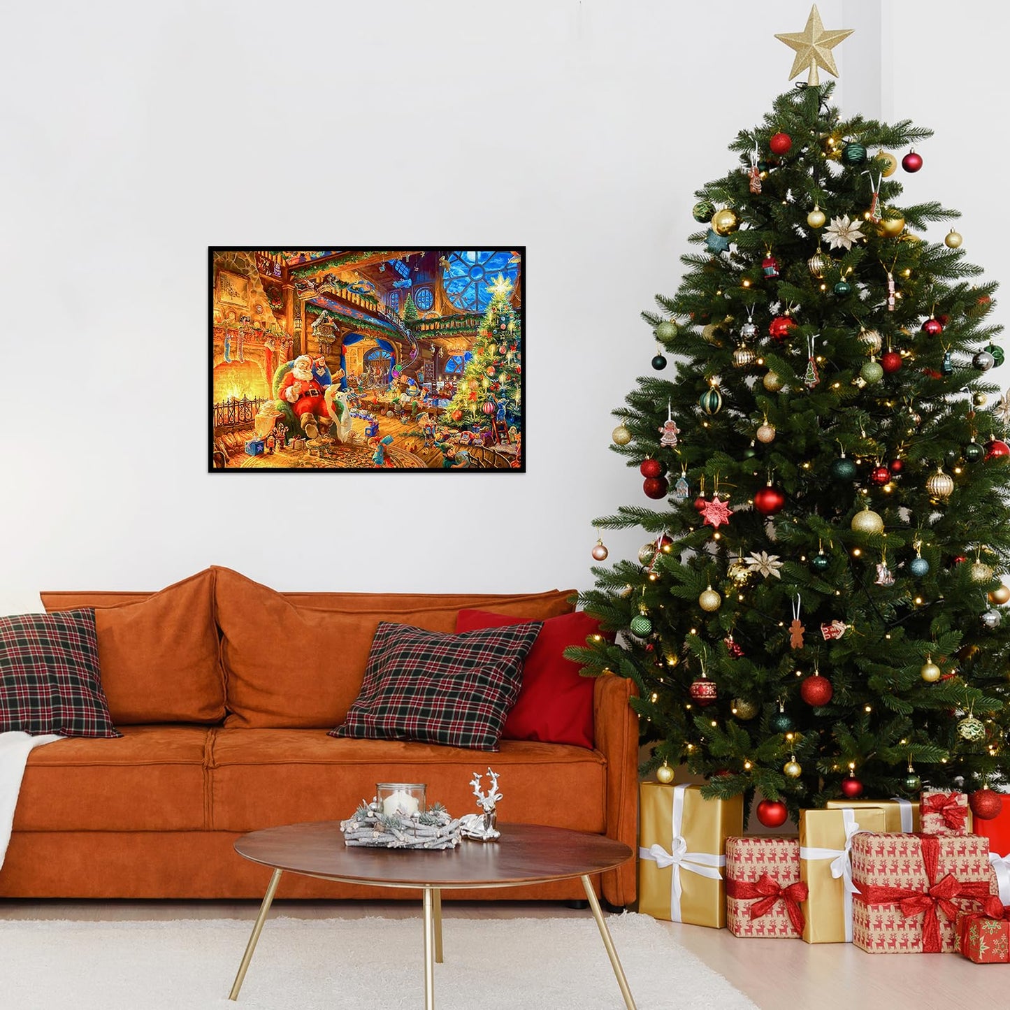 MBOQIU 1000 Piece Puzzle for Adults - Christmas Cabin Christmas Puzzle, Letters on Back, Santa Claus Christmas Vacation Jigsaw Puzzles, Challenging Puzzles for Teens Seniors - 27.6 x 19.7 inches