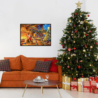 MBOQIU 1000 Piece Puzzle for Adults - Christmas Cabin Christmas Puzzle, Letters on Back, Santa Claus Christmas Vacation Jigsaw Puzzles, Challenging Puzzles for Teens Seniors - 27.6 x 19.7 inches