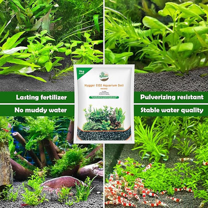 6.6Ib Aquarium Soil Water Grass Mud Fish Tank Aquascaping Aquarium Substrate Soil for Plants and Shrimps,No Need to Wash and No Muddy Water (6.6 Pounds, Aquarium Soil)