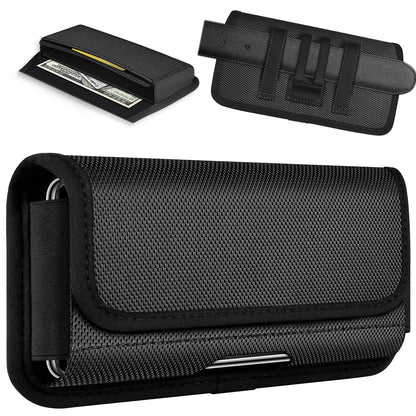 ykooe Rugged Nylon Holster Compatible with iPhone 17 Pro Max, Galaxy S25/S24/S23/S21/S20 Ultra, A16 A15 A14 A13 Moto G Stylus Play Power 5G Cell Phone Belt Holder for Men, Black - XXL