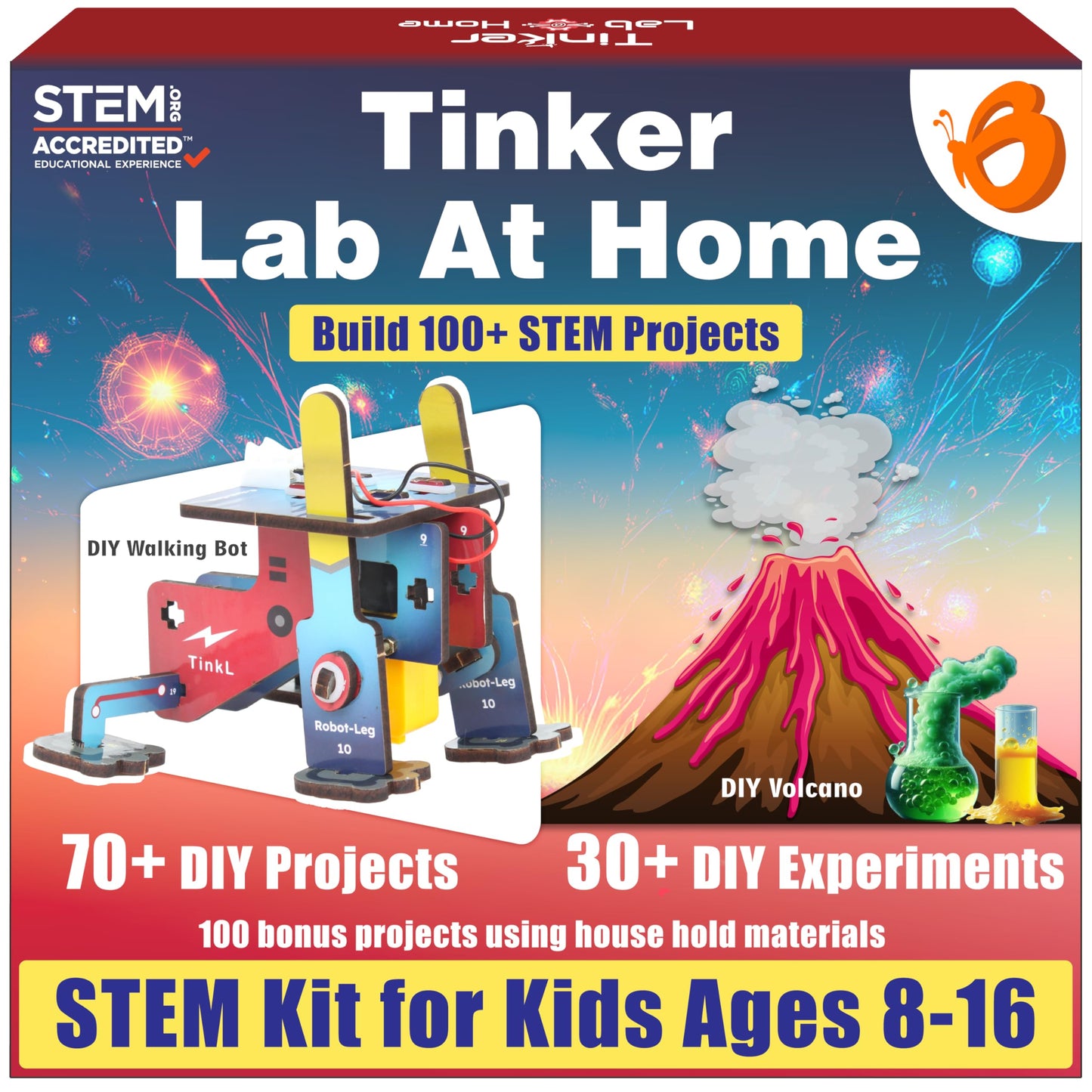 Butterfly EduFields 200+ Jumbo STEM Projects Kit for Kids Age 12-14 | Engineering & Science Experiments for 8-12 Year Olds | Electronics Circuits | Best Birthday Gift for Kids Age 12-14