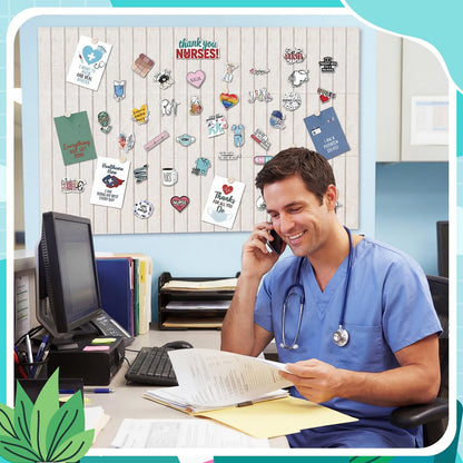 Nuanchu Nurse Week Decorations Kit for Hospital & Graduation 612 PCS Appreciation Felt Bulletin Board, Nurse Thank You Cards, Stickers & Pushpins Party & Appreciation Wall Display, 47.2" x 35.4"