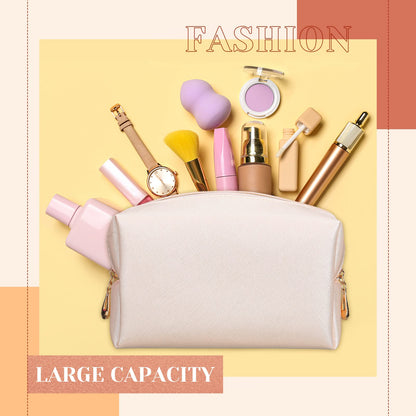 Cunno 20 Pcs Preppy Makeup Bags PU Leather Cosmetic Pouch with Zipper Waterproof Make up Bags Toiletry Beauty Container for Women Bridal Shower Favors End of the Year Teacher Gifts(Golden)