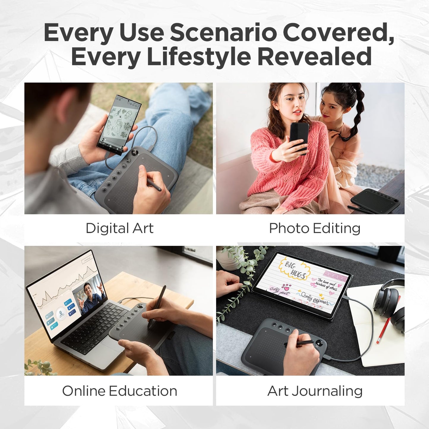 UGEE Q6 6.5x4 inch Drawing Tablet for Android Phone with 6 Hot Keys,Graphic Tablet Adjustable Drawing Mode Writing Tablet Mobile Drawing/Online Class/Office Notes Compatible with Mac/Windows/Chrome