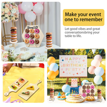 DSAZNIS 6 Pack Donut Stand Set Donut Wall Display Stand for Party Wooden Doughnut Board Holder for Dessert Table Baby Shower Wedding Birthday