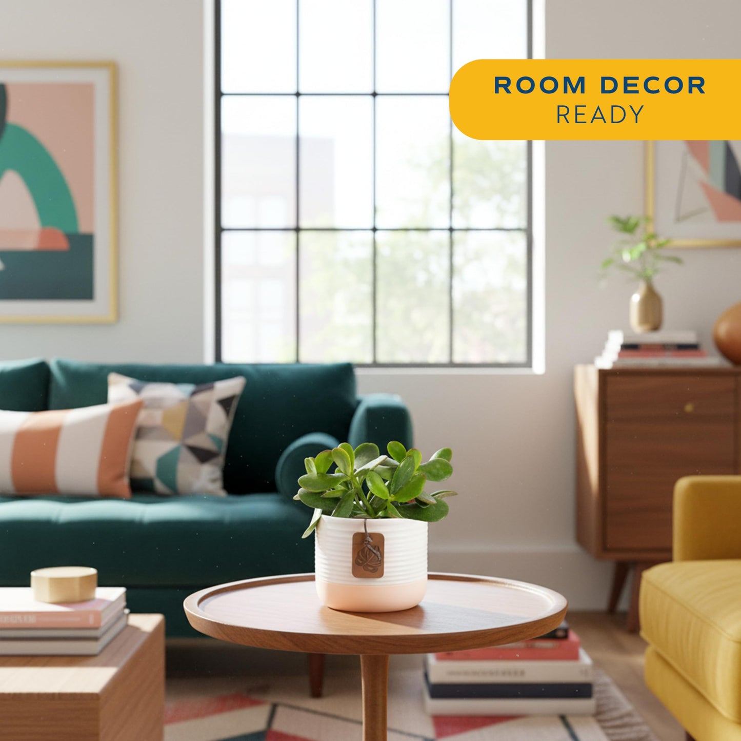 Costa Farms Succulent Plant, Live Jade Plant, Potted in Cute Decor Plant Pot with Potting Soil Mix, Room and Plants Home Decor, Housewarming, Birthday Gift, 6-8 Inches Tall