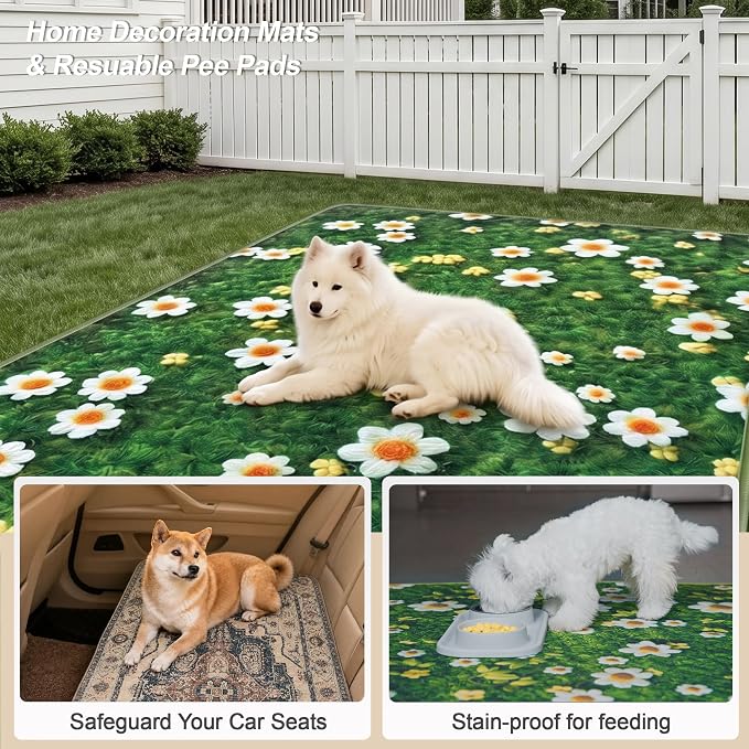 Washable Pee Pads for Dogs, Reusable Puppy Potty Training Pads, Ultra-Absorbent Thick Waterproof Leak-Proof Non-Slip Pads & Mat for Crate, Playpen, Floor, Whelping & Housebreaking , 1 Pack 72"x72"