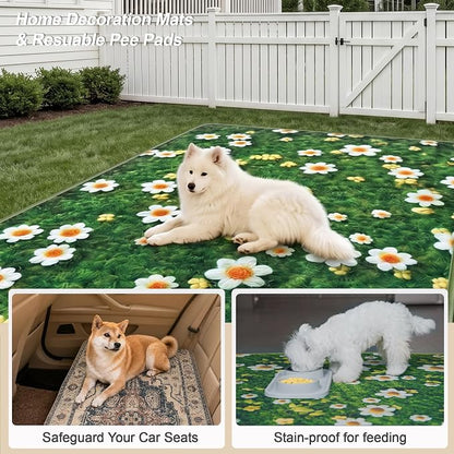 Washable Pee Pads for Dogs, Reusable Puppy Potty Training Pads, Ultra-Absorbent Thick Waterproof Leak-Proof Non-Slip Pads & Mat for Crate, Playpen, Floor, Whelping & Housebreaking , 1 Pack 72"x72"