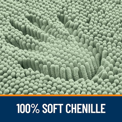 OLANLY Large Bathroom Rugs 50x30, Extra Soft Absorbent Chenille Bath Rugs, Rubber Backing Quick Dry, Machine Washable Bath Mats for Bathroom Floor, Tub and Shower, Home Decor Accessories, Sage Green