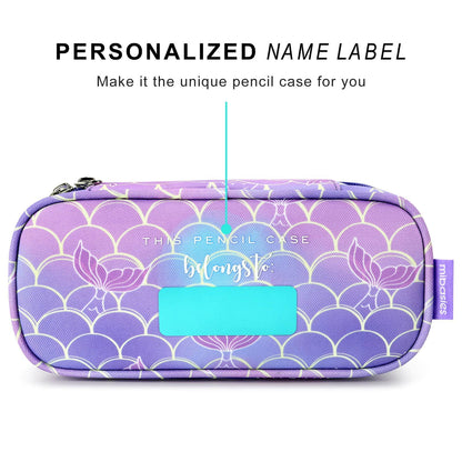 mibasies Girls Pencil Case for Kids, Multi-Slot Pencil Pouch, Mermaid Tail Purple