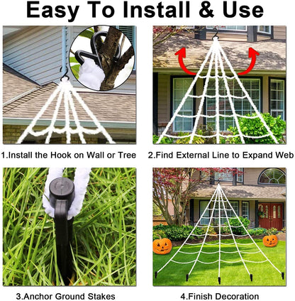 JOINSI 23ft Spider Web Halloween Decorations + 2.5ft Giant Fake Spider + Stretchy Dense Spider Silk + 20Pcs Small Spiders for Indoor Outdoor Yard Home Party Supplies Decor
