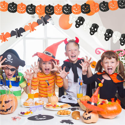 18 Pcs Halloween Party Decorations, Reusable Halloween Decor Indoor, Decorations Kit Included Happy Halloween Banner, Trick or Treat Banner, Ghost Pumpkin Ceiling Hanging Swirls Streamers