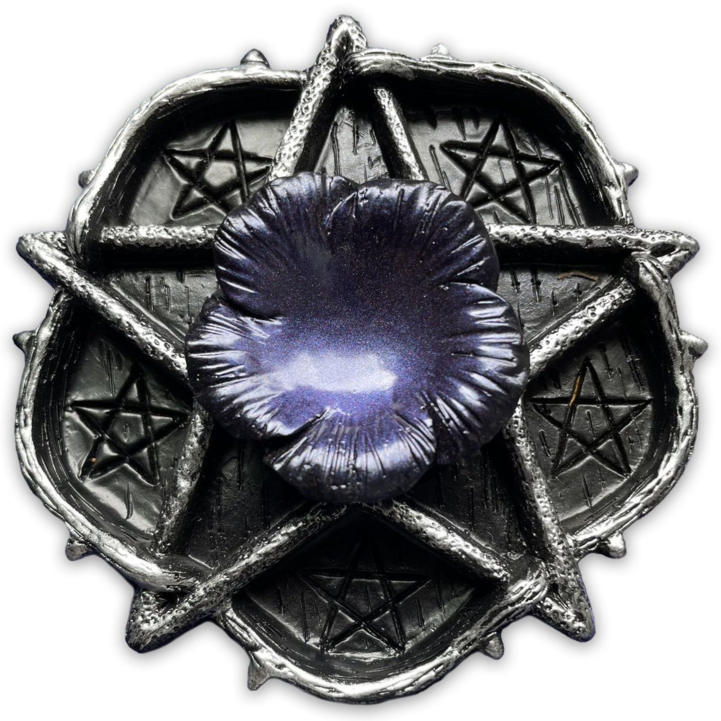 CCOTIKOSEE Pentacle Altar Crystal Ball Holder, Tealight Tray for Astrology Ritual Alter Witch Decor, Plate Witchcraft for Wiccan Tarot Supplies