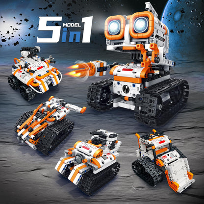 5 in 1 STEM Robotics Building Kit, 560 PCS APP/Remote Control Robot Toy Building Block Sets, Compatible with Lego Robot Control & Programming, Coding Robotic Toys Birthday Great Gifts for Boys 8-14