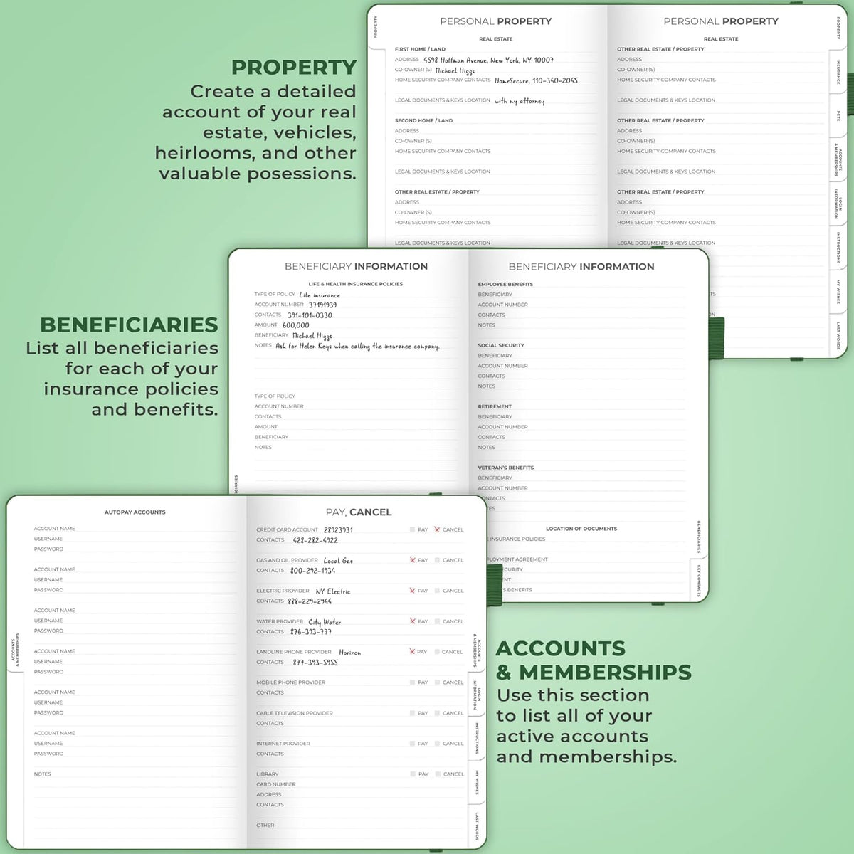 Clever Fox End of Life Planner – Final Arrangements Organizer for Beneficiary, Will Preparation, Last Wishes & Funeral Planning, A5 (Dark Green)