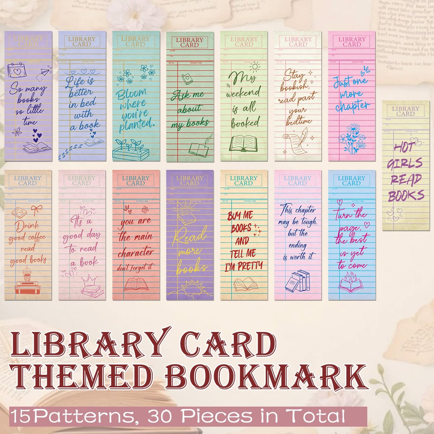 Zaamwoyy 30 Pcs Vintage Library Magnetic Bookmarks, Inspirational Quotes Aesthetic Bookmarks Bulk, Cute Handwritten Book Mark for Women Man Reading Lovers Students Teachers Office Workers Gift