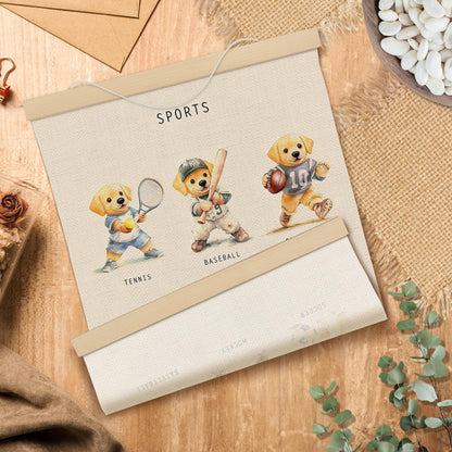 MOTERMATE Labrador Retriever Sports Poster Hanger Frame, Sports Nursery Wall Hanging Decor Art Framed for Toddler Kids Boy Nursery Room Bedroom Playroom, Yellow Lab Dog Wall Poster Prints, 12x16 Inch