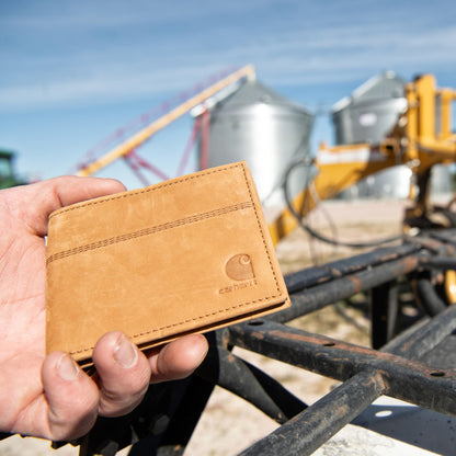 Carhartt Men’s Full Grain Saddle Leather Wallets, RFID Blocking Bifold, Trifold, and Front Pocket Options, Gifts for Men