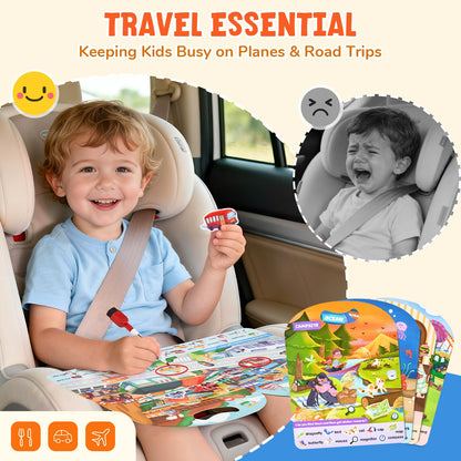 JoyCat Reusable Sticker Book Set (4-Pack), Kids Sticker Activity Books, 120+ Stickers for Toddlers, Travel Toys for Car Airplane Road Trips, Preschool Educational Learning Gifts for Boys Girls